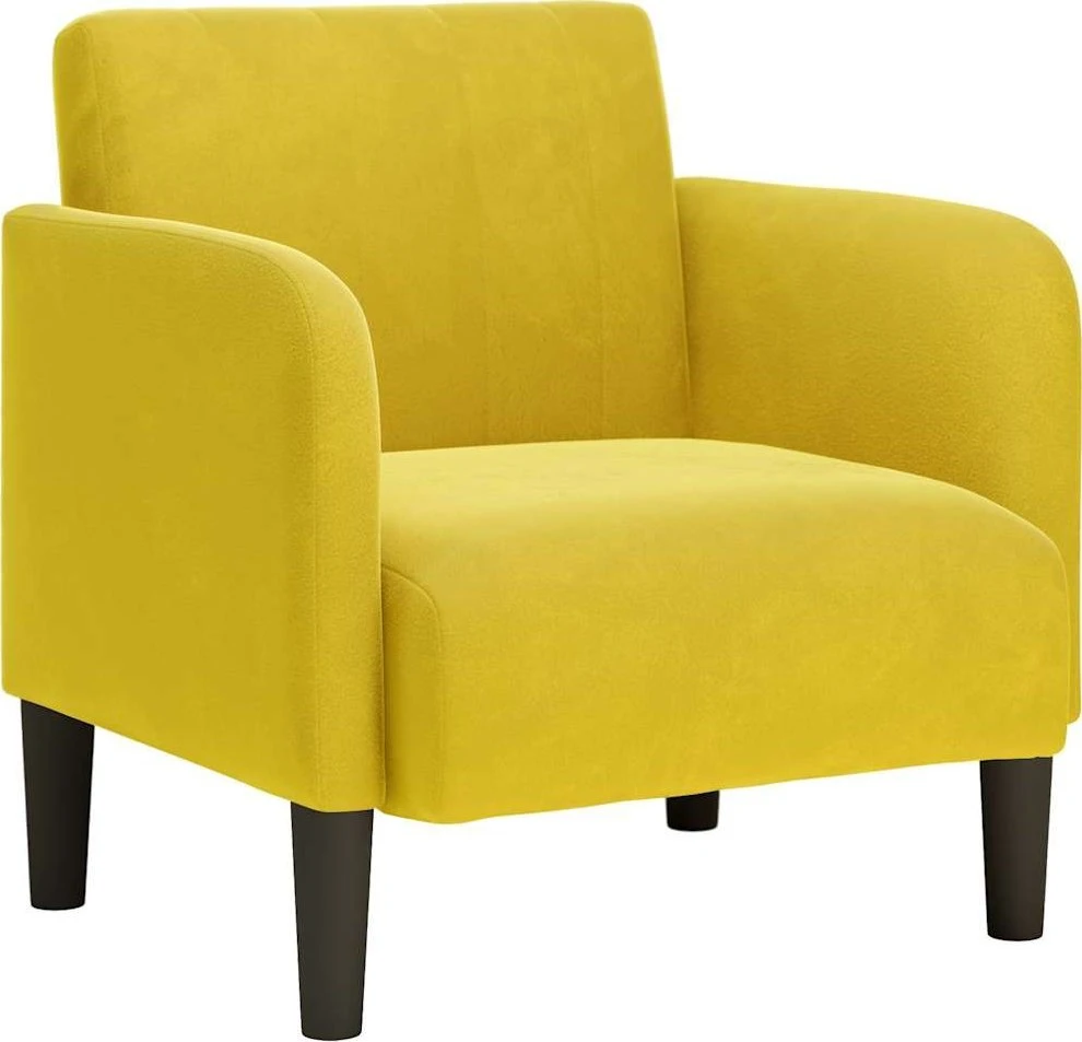 Fotelis Sofa-kėdė su porankiais, geltona, 54 cm, aksomas