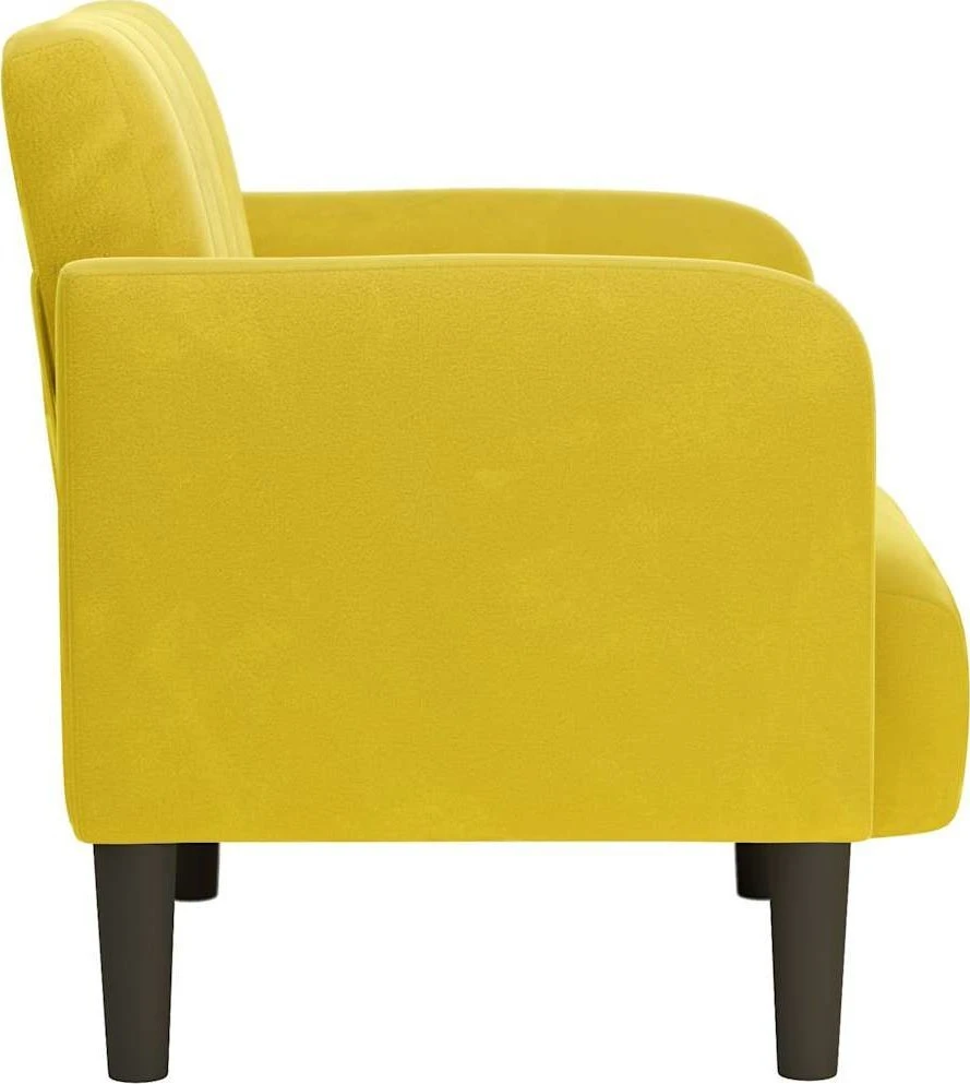 Fotelis Sofa-kėdė su porankiais, geltona, 54 cm, aksomas
