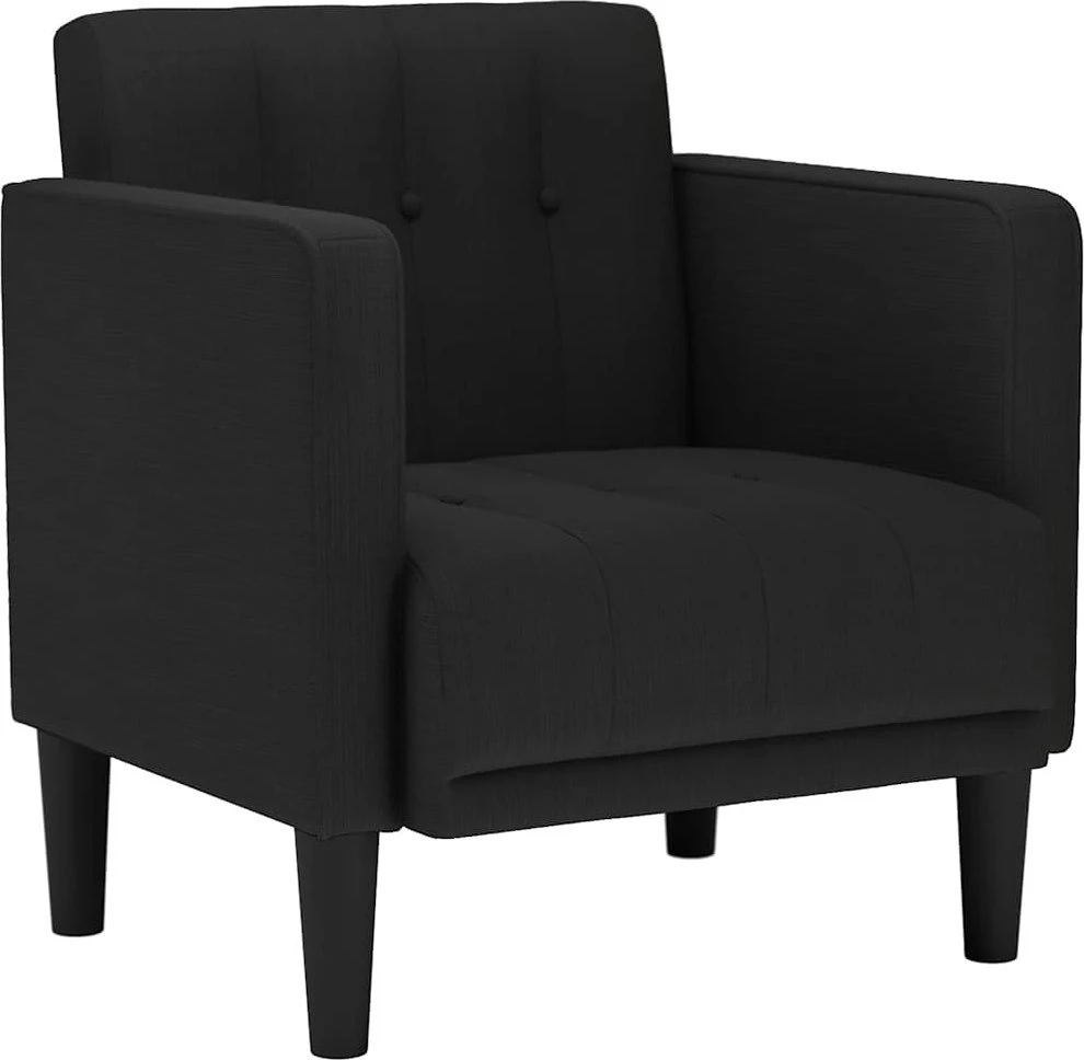 Fotelis Sofa-kėdė su porankiais, juoda, 53 cm, audinys