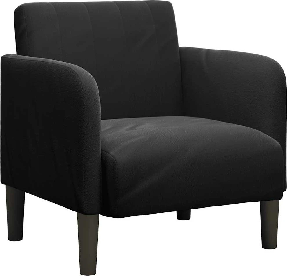 Fotelis Sofa-kėdė su porankiais, juoda, 54 cm, aksominė