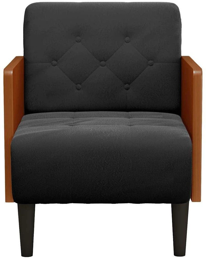 Fotelis Sofa-kėdė su porankiais, juoda, 55 cm, aksominė