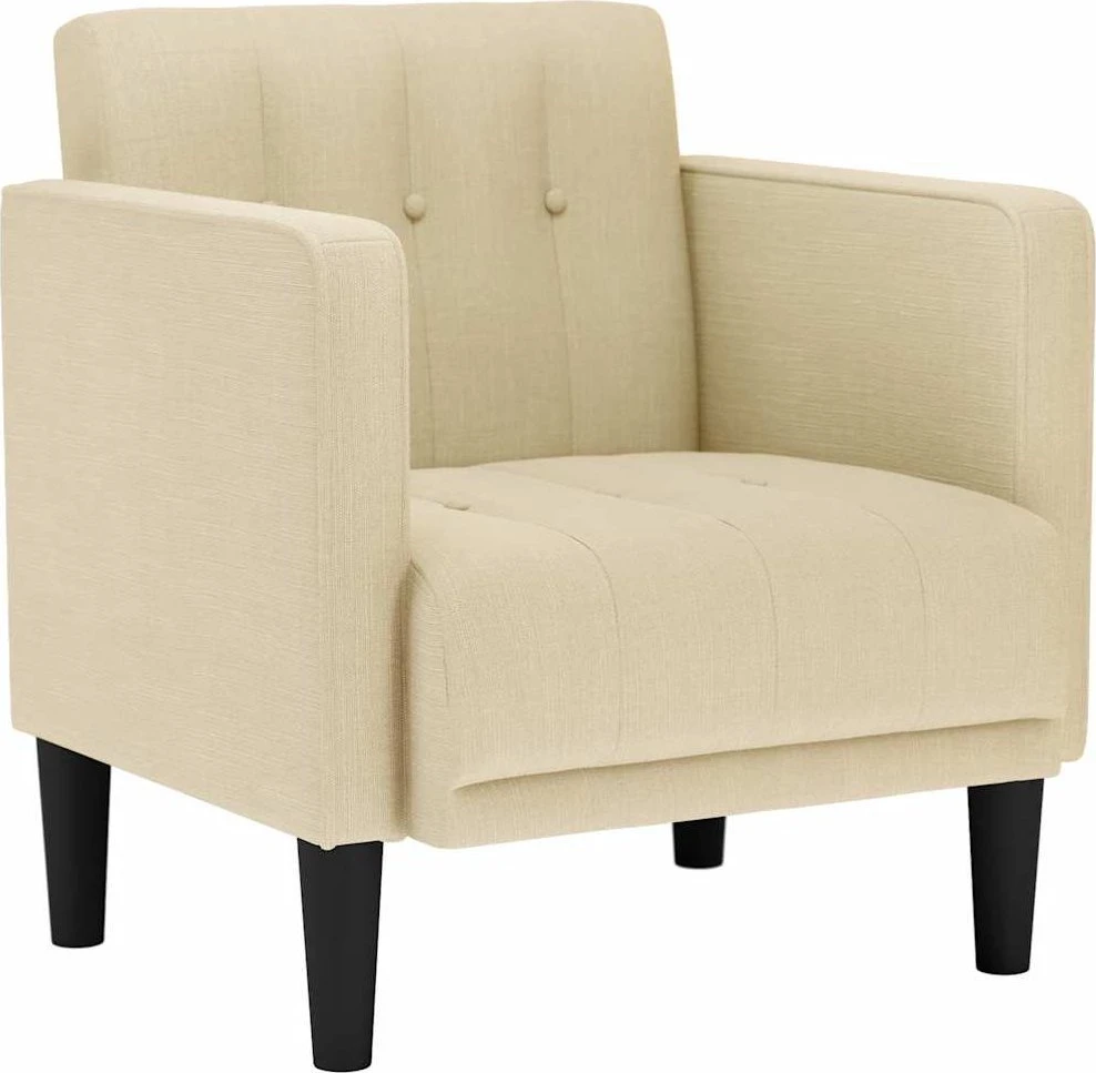 Fotelis Sofa-kėdė su porankiais, kreminės spalvos, 53 cm, audinys