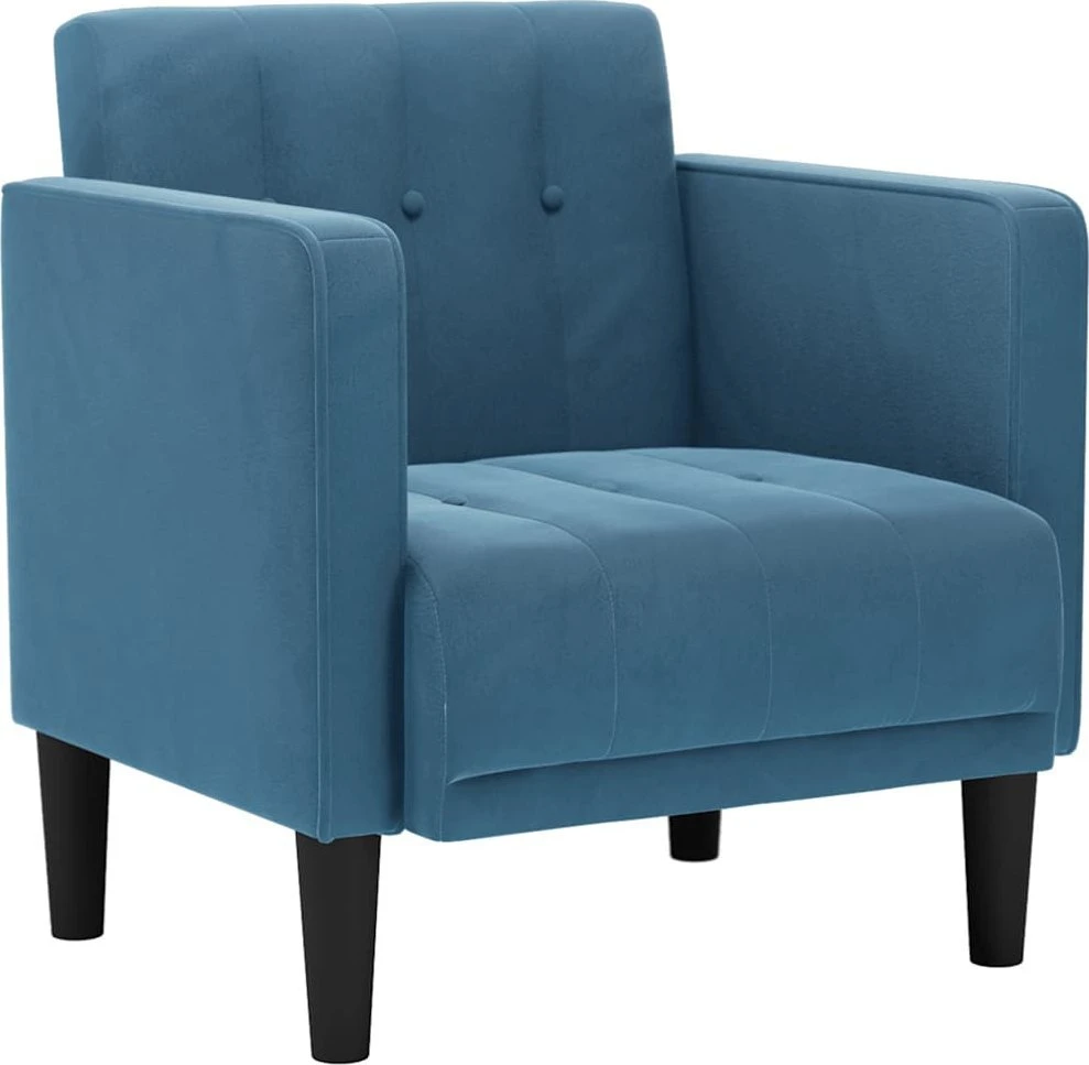Fotelis Sofa-kėdė su porankiais, mėlyna, 53 cm, aksomas