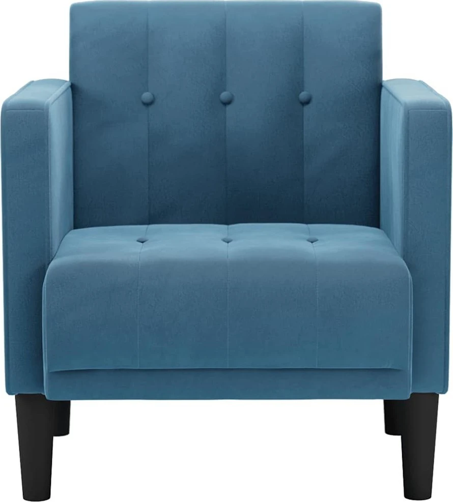 Fotelis Sofa-kėdė su porankiais, mėlyna, 53 cm, aksomas