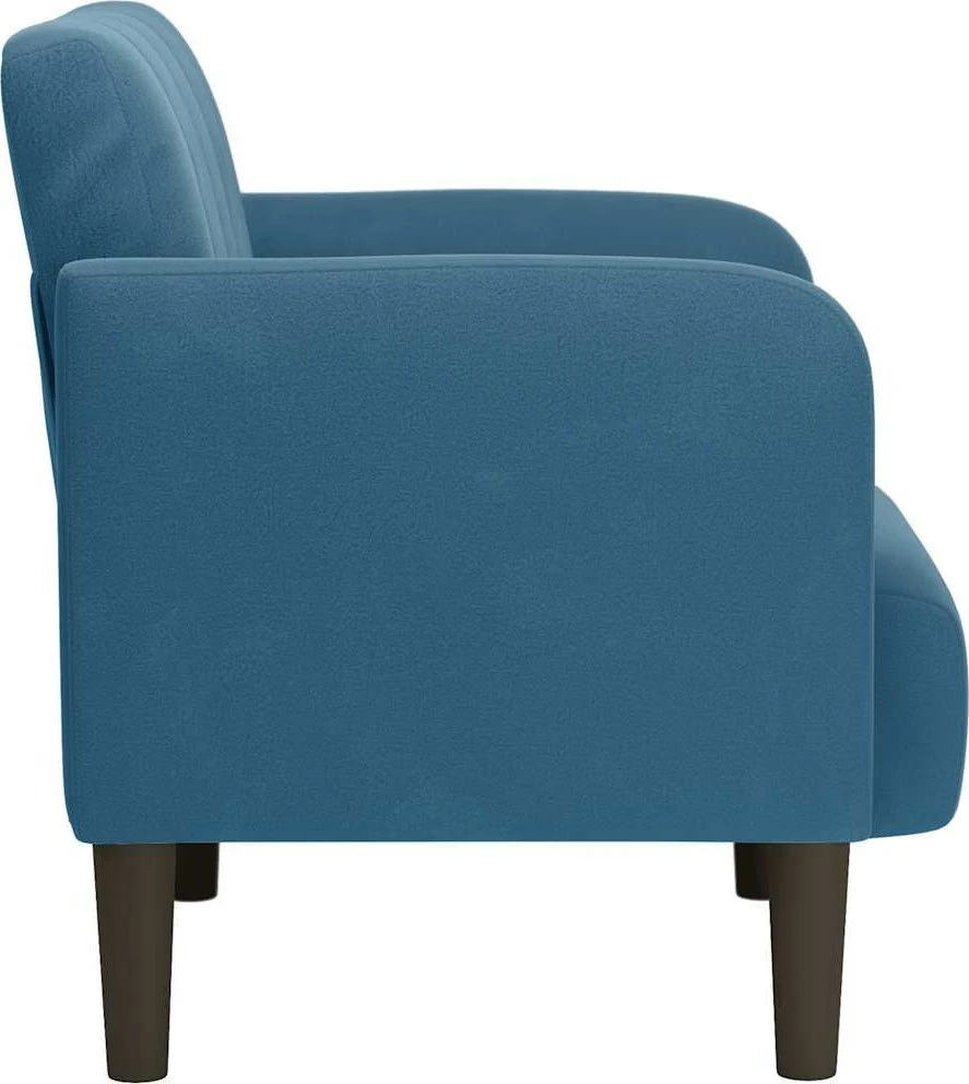 Fotelis Sofa-kėdė su porankiais, mėlyna, 54 cm, aksomas