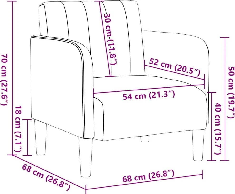 Fotelis Sofa-kėdė su porankiais, mėlyna, 54 cm, aksomas