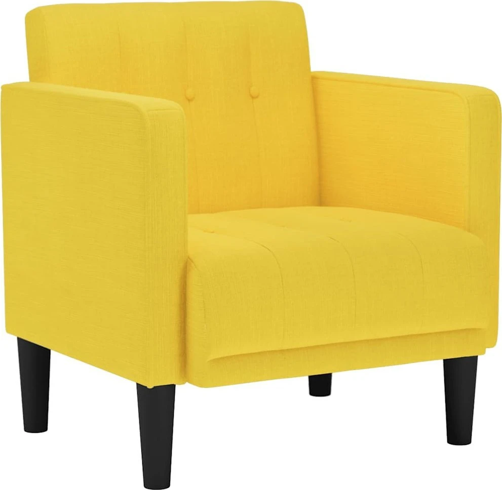 Fotelis Sofa-kėdė su porankiais, šviesiai geltona, 53 cm, audinys