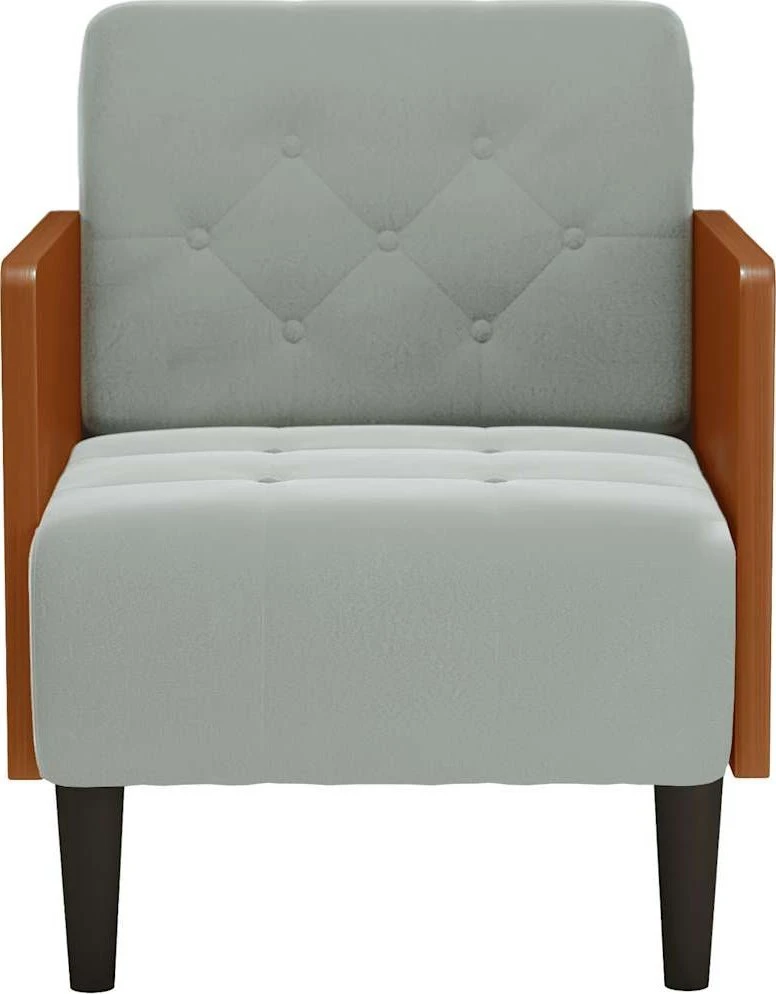 Fotelis Sofa-kėdė su porankiais, šviesiai pilka, 55 cm, aksomas