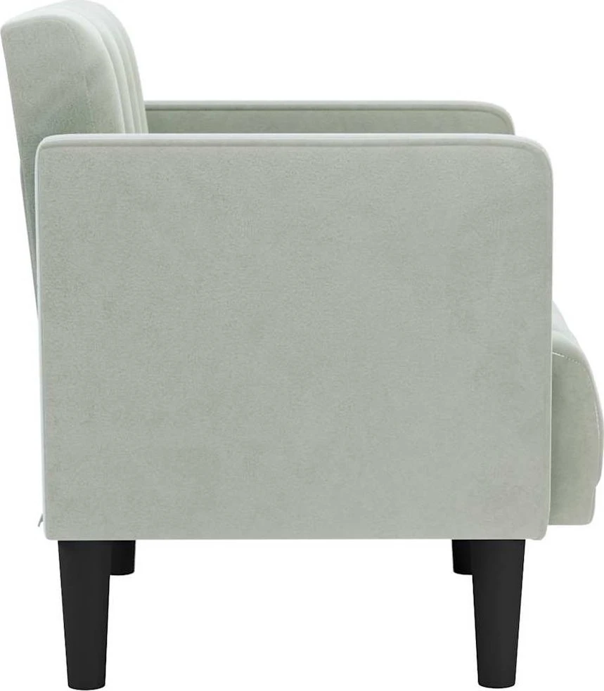 Fotelis Sofa-kėdė su porankiais, šviesiai pilka, 53 cm, aksomas