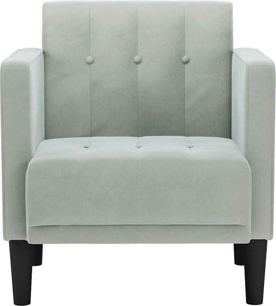 Fotelis Sofa-kėdė su porankiais, šviesiai pilka, 53 cm, aksomas