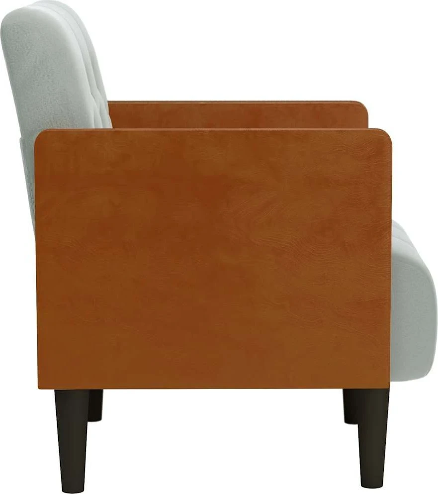 Fotelis Sofa-kėdė su porankiais, šviesiai pilka, 55 cm, aksomas