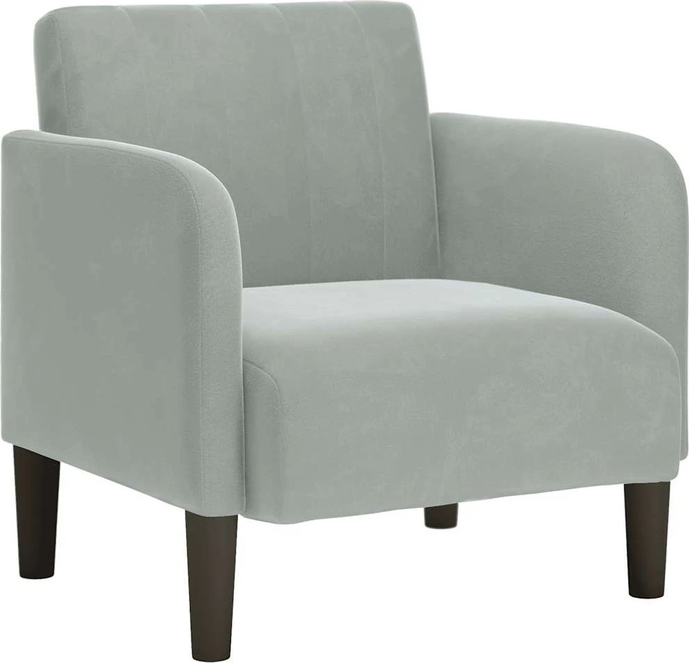 Fotelis Sofa-kėdė su porankiais, šviesiai pilka, 54 cm, aksomas