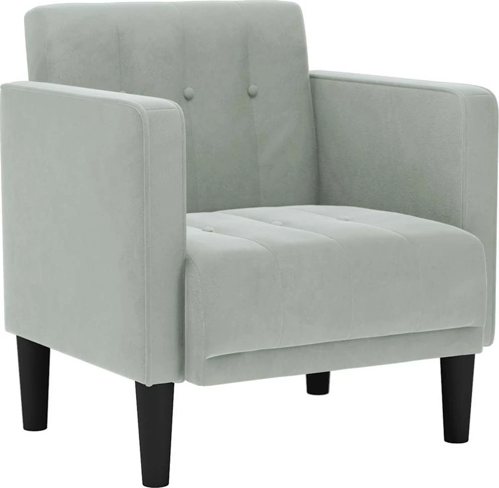 Fotelis Sofa-kėdė su porankiais, šviesiai pilka, 53 cm, aksomas