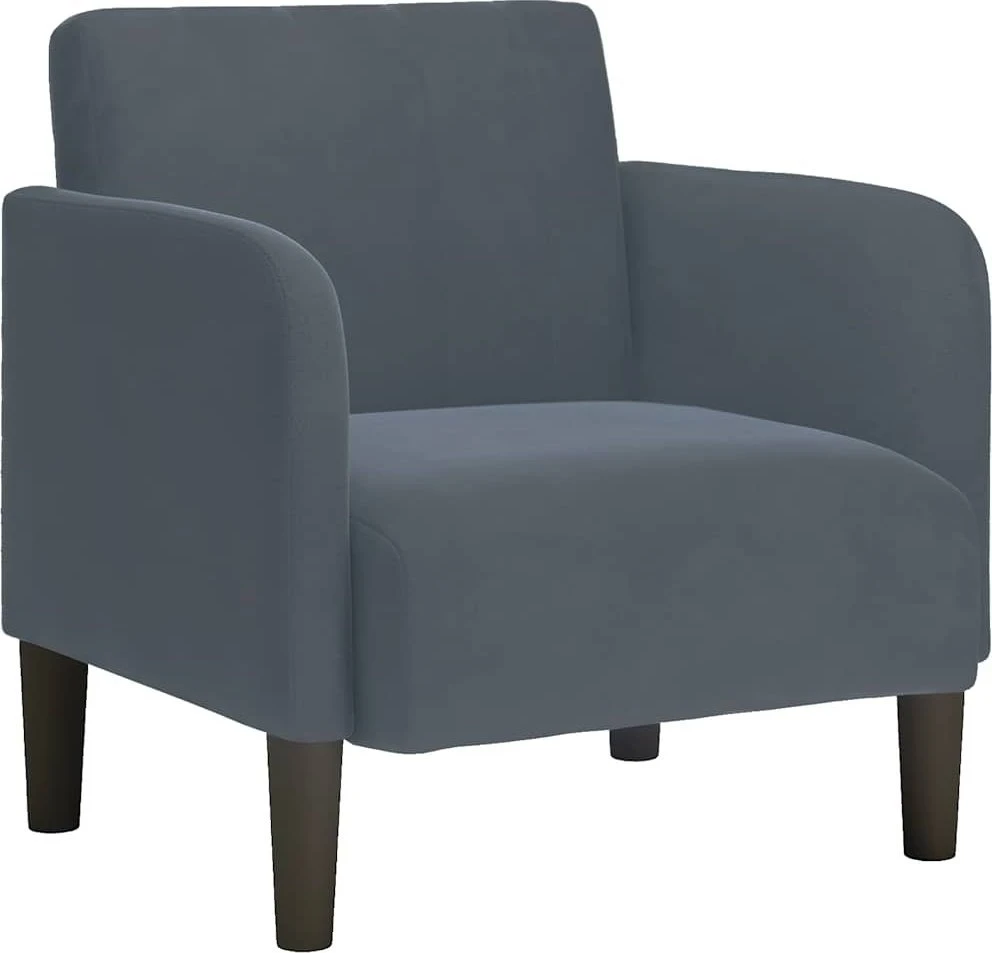 Fotelis Sofa-kėdė su porankiais, tamsiai pilka, 54 cm, aksomas