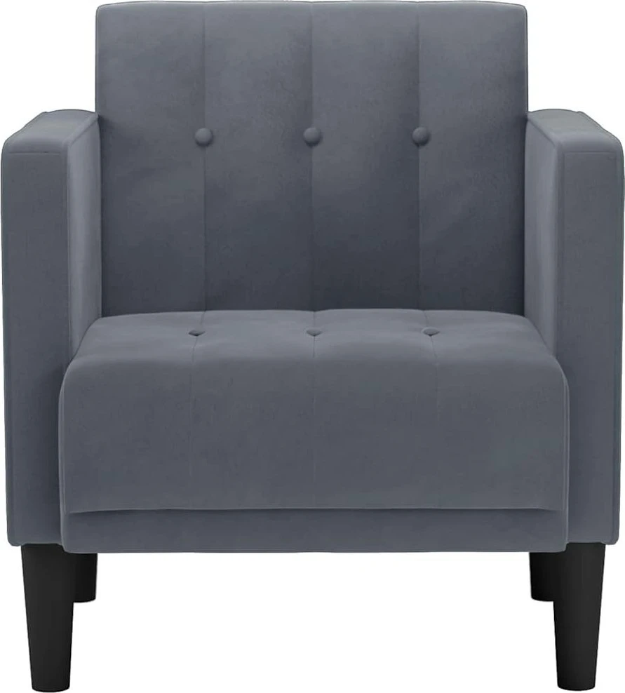 Fotelis Sofa-kėdė su porankiais, tamsiai pilka, 53 cm, aksomas