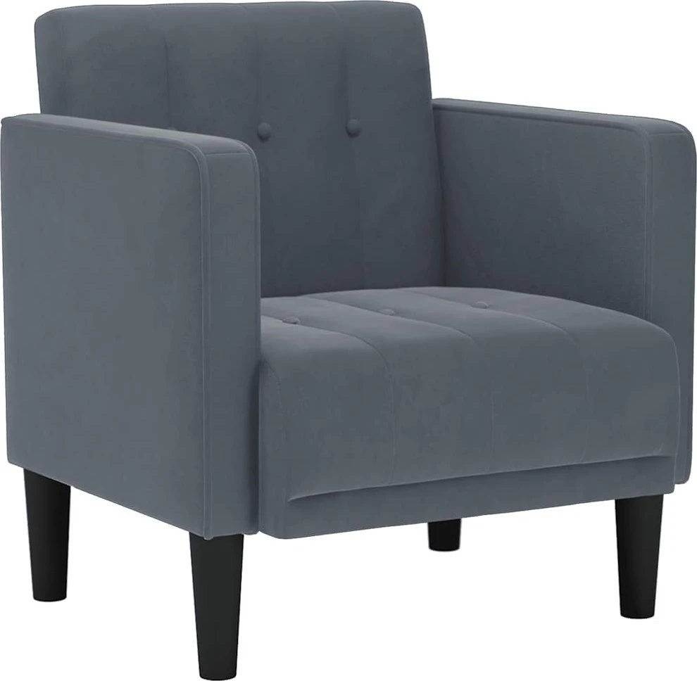Fotelis Sofa-kėdė su porankiais, tamsiai pilka, 53 cm, aksomas
