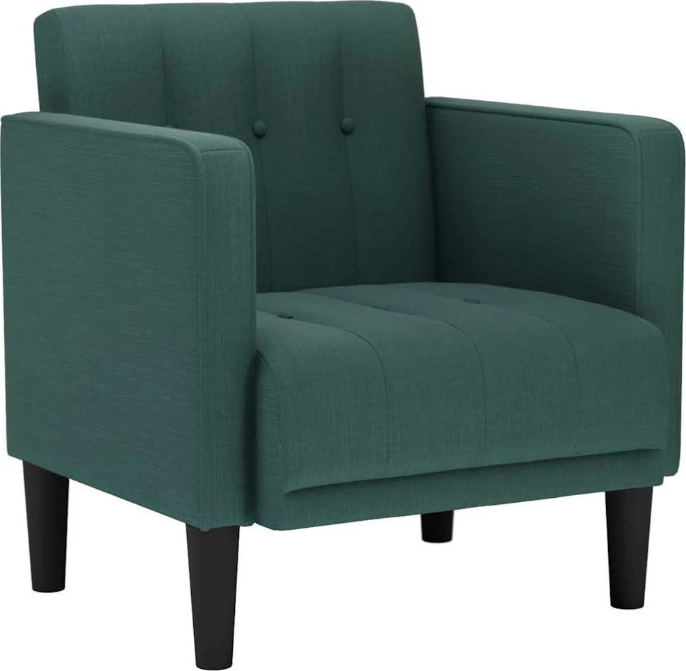Fotelis Sofa-kėdė su porankiais, tamsiai žalia, 53 cm, audinys