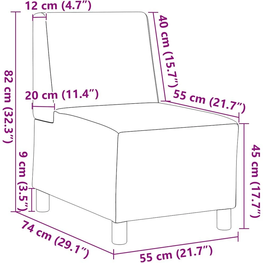 Modulinė sofa be porankių, šviesiai pilka, 55 cm, audinys