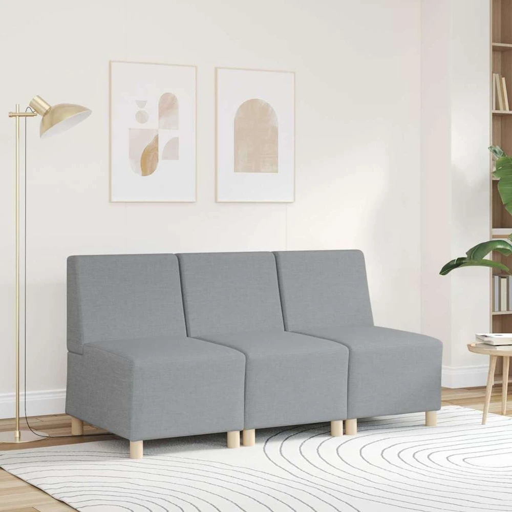 Modulinė sofa be porankių, šviesiai pilka, 55 cm, audinys