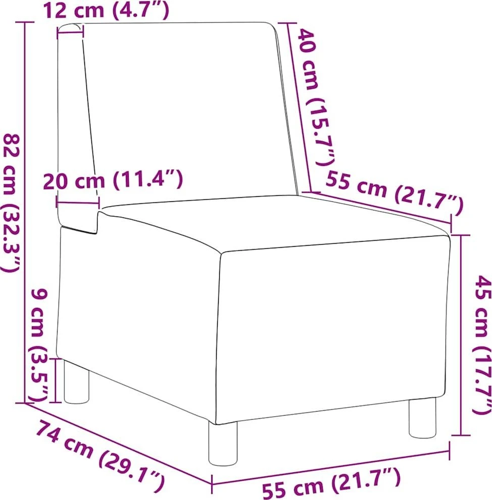 Modulinė sofa be porankių, tamsiai pilka, 55 cm, audinys