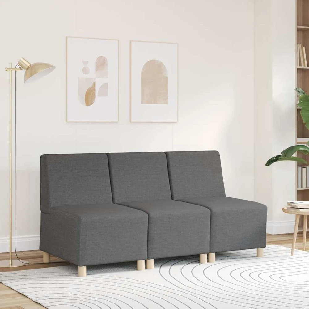 Modulinė sofa be porankių, tamsiai pilka, 55 cm, audinys