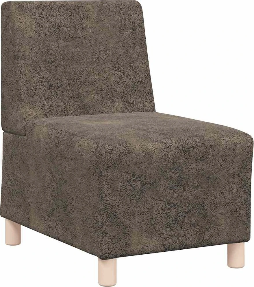 Fotelis Modulinė sofa be porankių, tamsiai pilka, 55 cm, dirbtinė zomša, oda