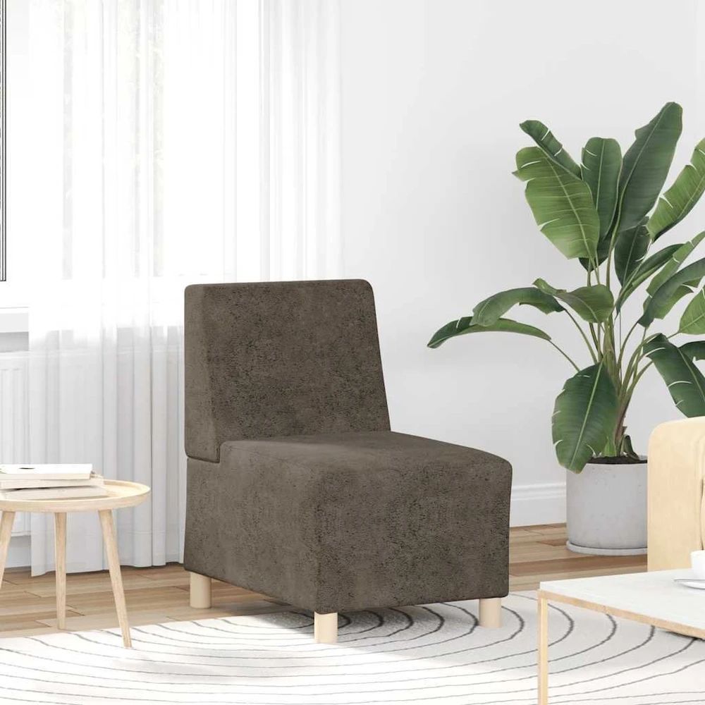Fotelis Modulinė sofa be porankių, tamsiai pilka, 55 cm, dirbtinė zomša, oda