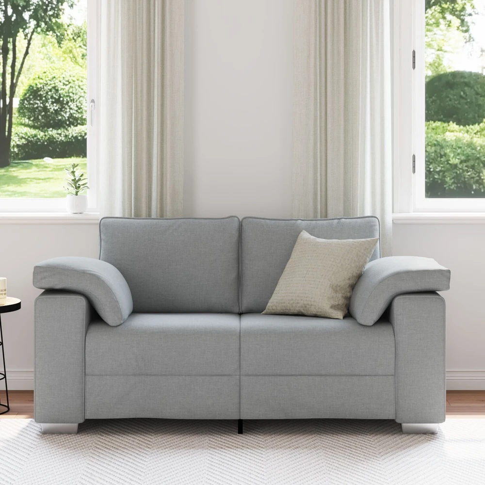 Dvivietė sofa Šviesiai pilka 160 cm audinys