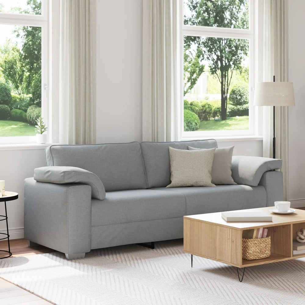 3-Vietis Sofa Šviesiai pilka 220 cm audinys