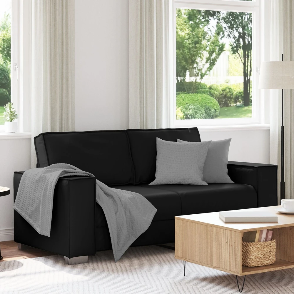 Dvivietė sofa Juodas 180 cm Dirbtinė oda
