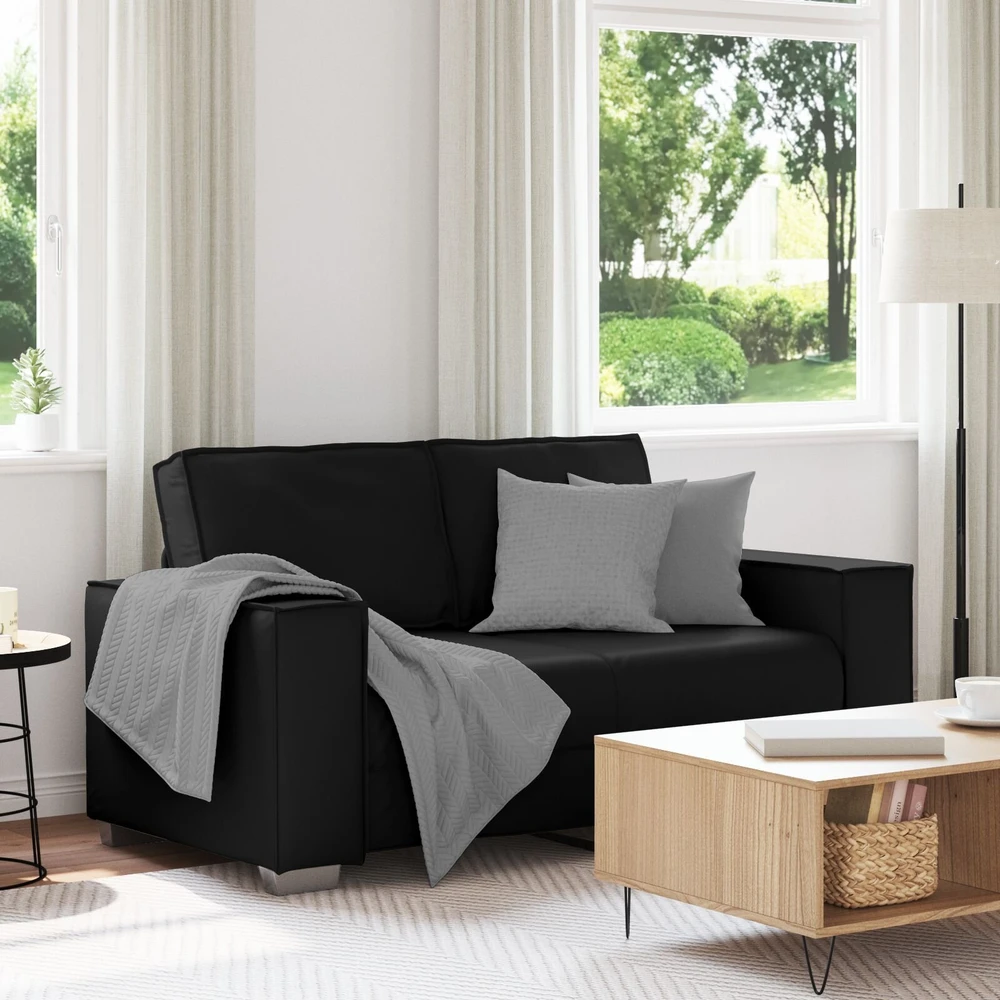 Dvivietė sofa Juodas 160 cm Dirbtinė oda