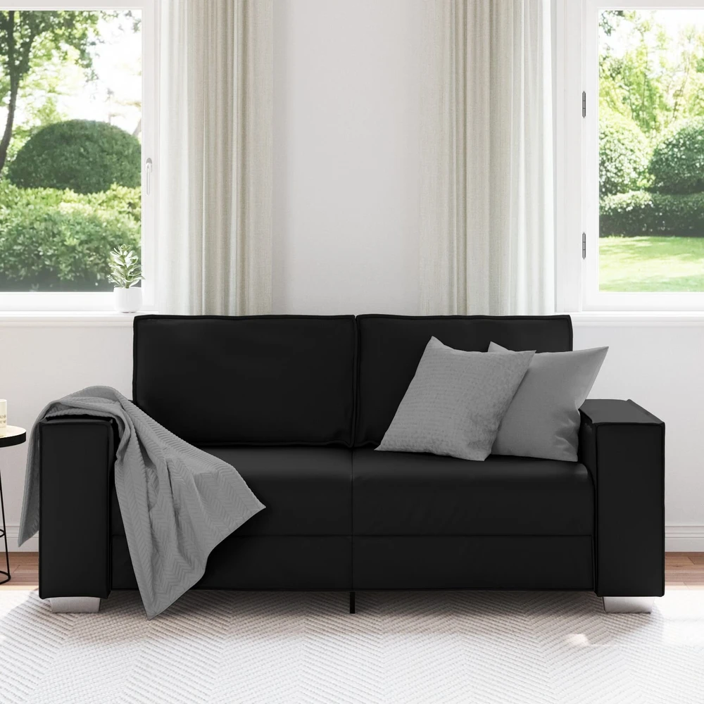 Dvivietė sofa Juodas 180 cm Dirbtinė oda