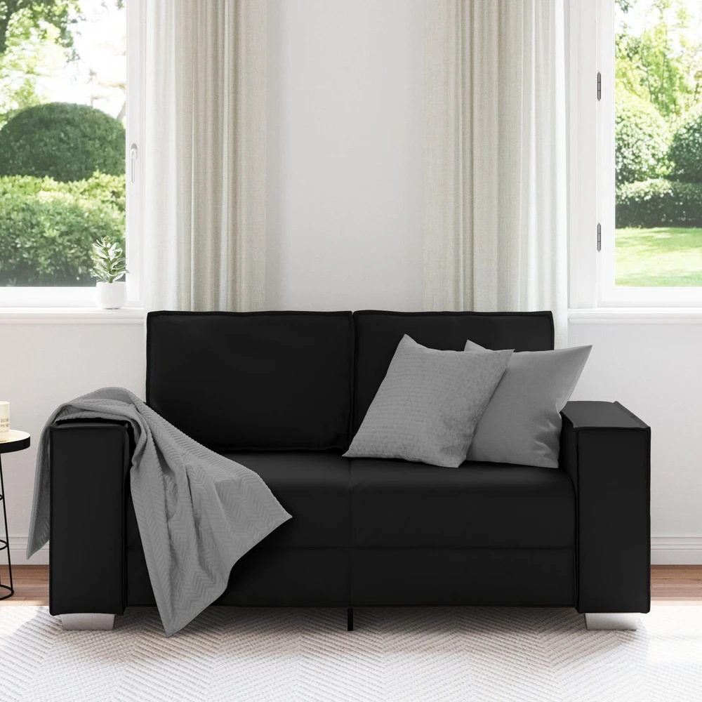 Dvivietė sofa Juodas 160 cm Dirbtinė oda