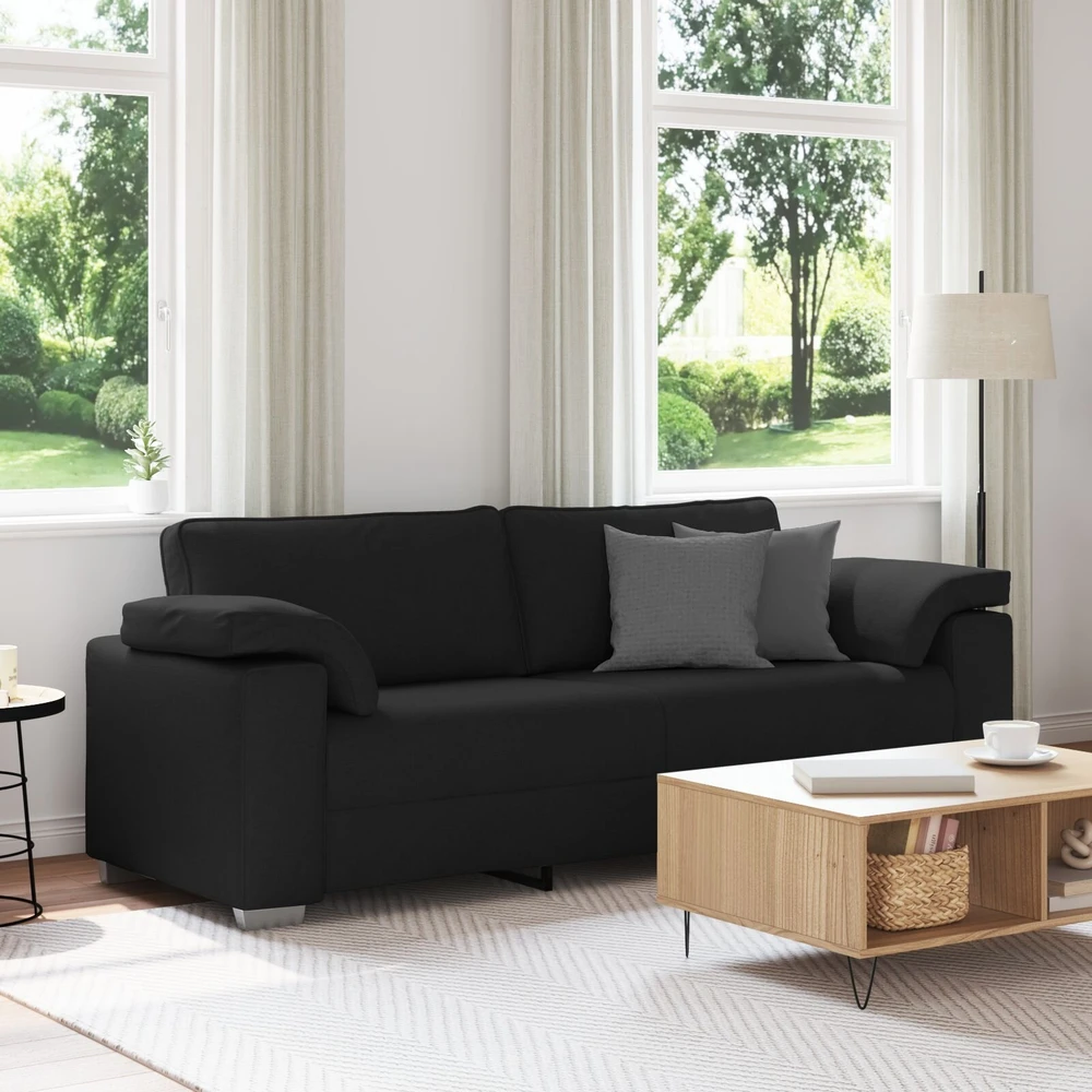 3-Vietis Sofa Juodas 220 cm audinys