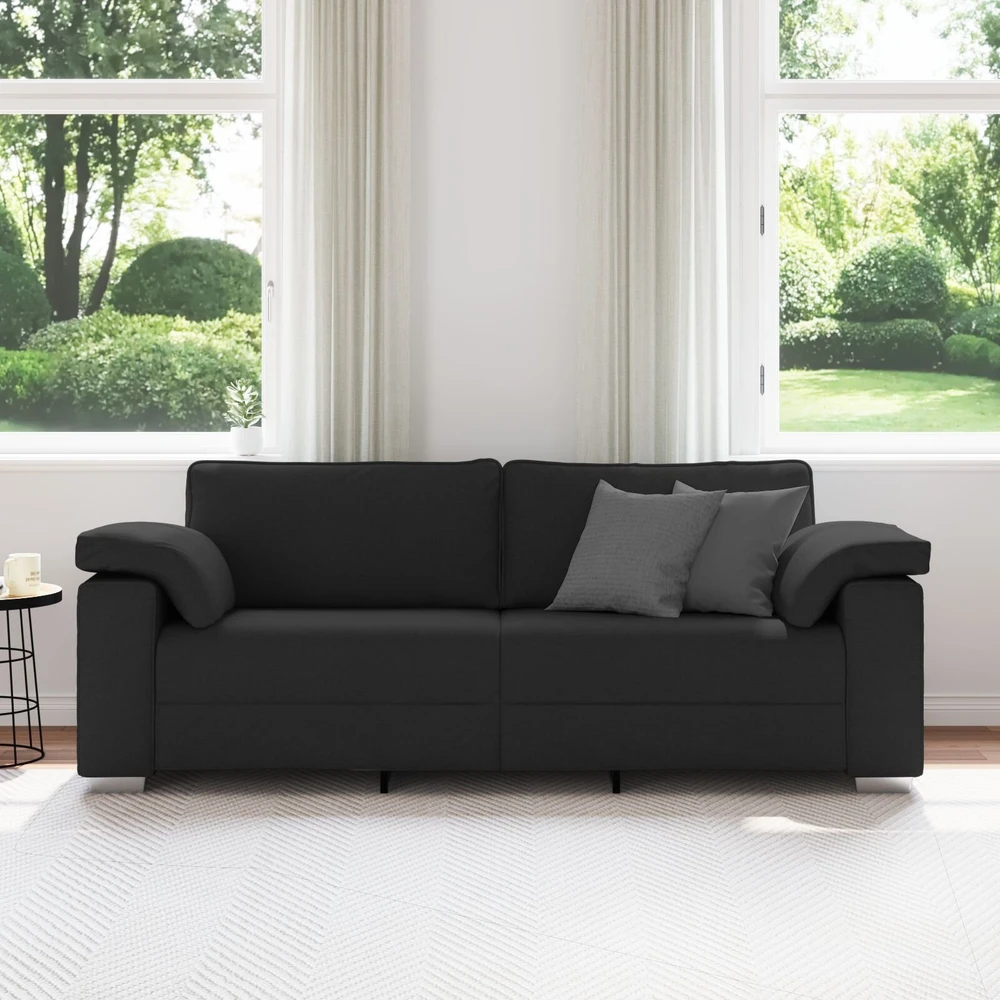 3-Vietis Sofa Juodas 220 cm audinys