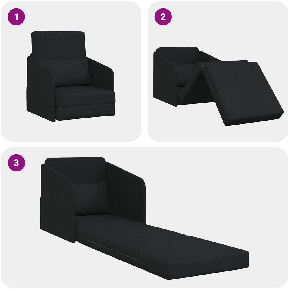 Sofa lova Juoda 65 x 80 x 83 cm audinys