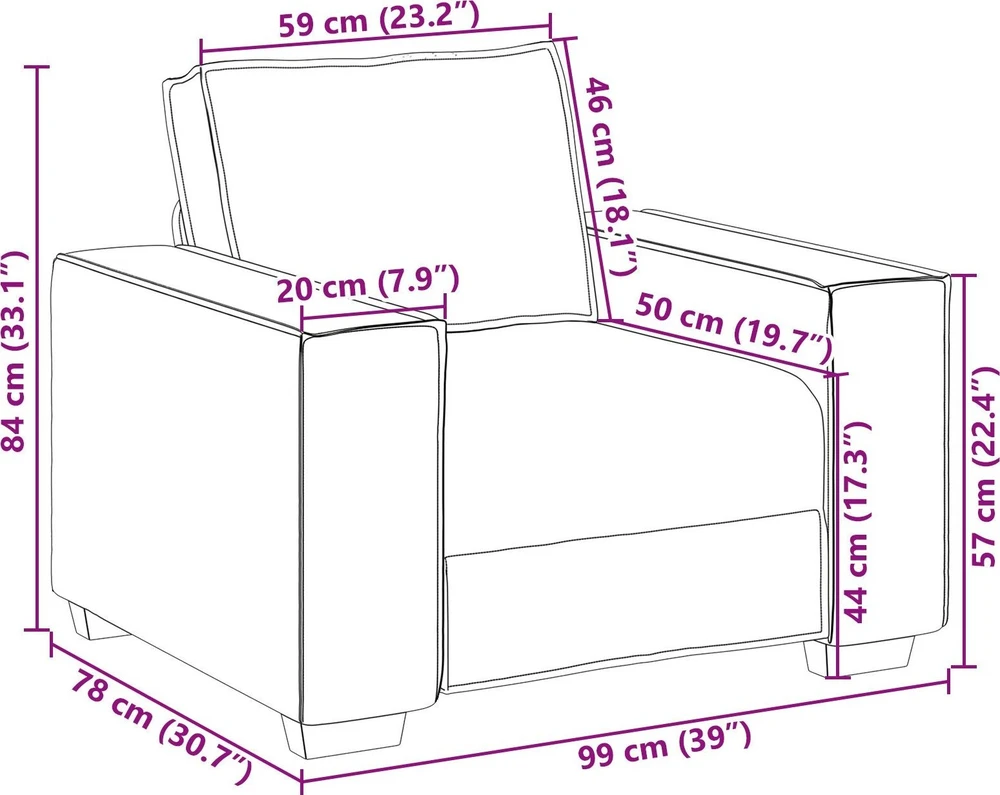 Sofa Kėdė Juodas 100 cm Dirbtinė oda