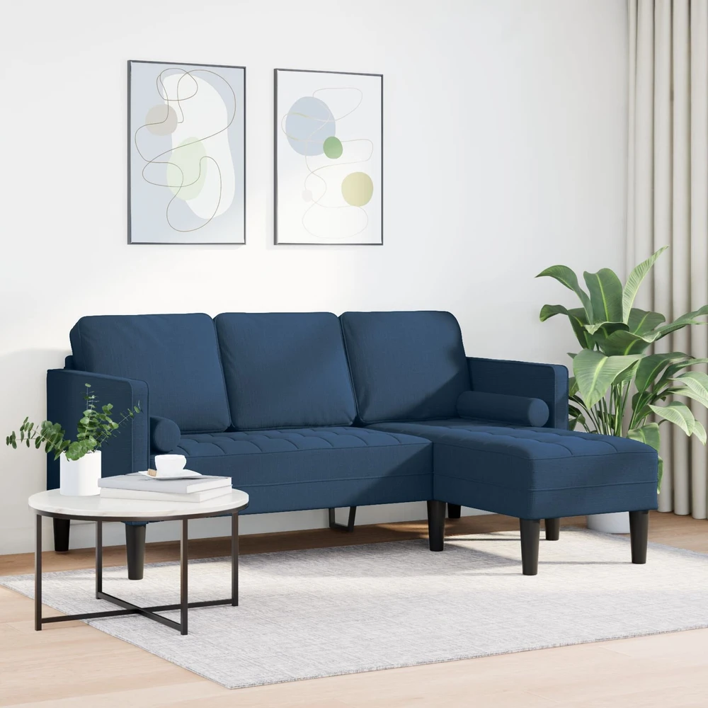 Sofa Sofos komplektas su pagalve Mėlyna Poliesteris