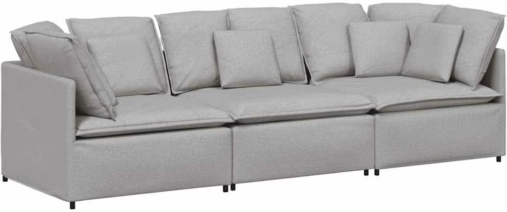 Modulinė sofa su pagalvėlėmis, audinys, debesų pilka