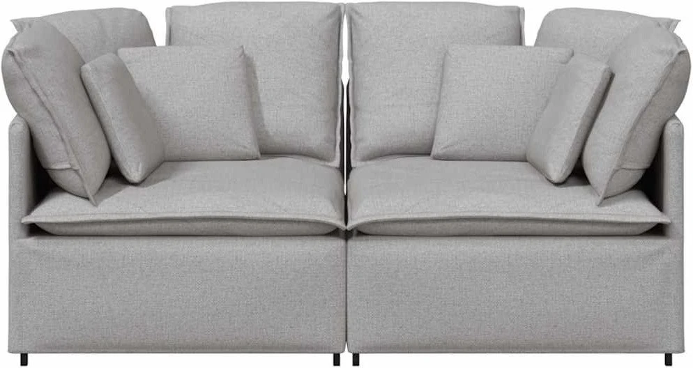 Modulinė sofa su pagalvėlėmis, audinys, debesų pilka