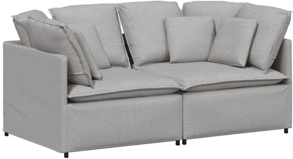Modulinė sofa su pagalvėlėmis, audinys, debesų pilka