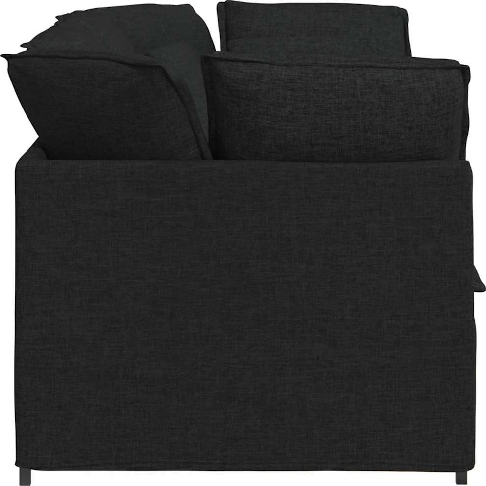 Modulinė sofa su pagalvėlėmis, audinys, juoda
