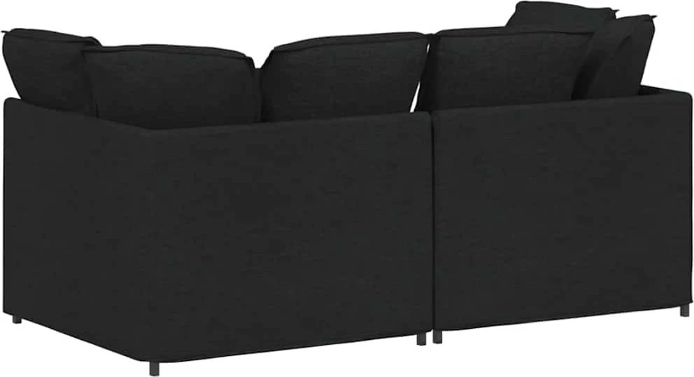 Modulinė sofa su pagalvėlėmis, audinys, juoda