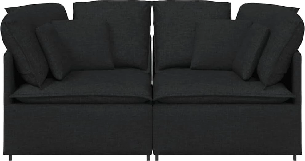 Modulinė sofa su pagalvėlėmis, audinys, juoda