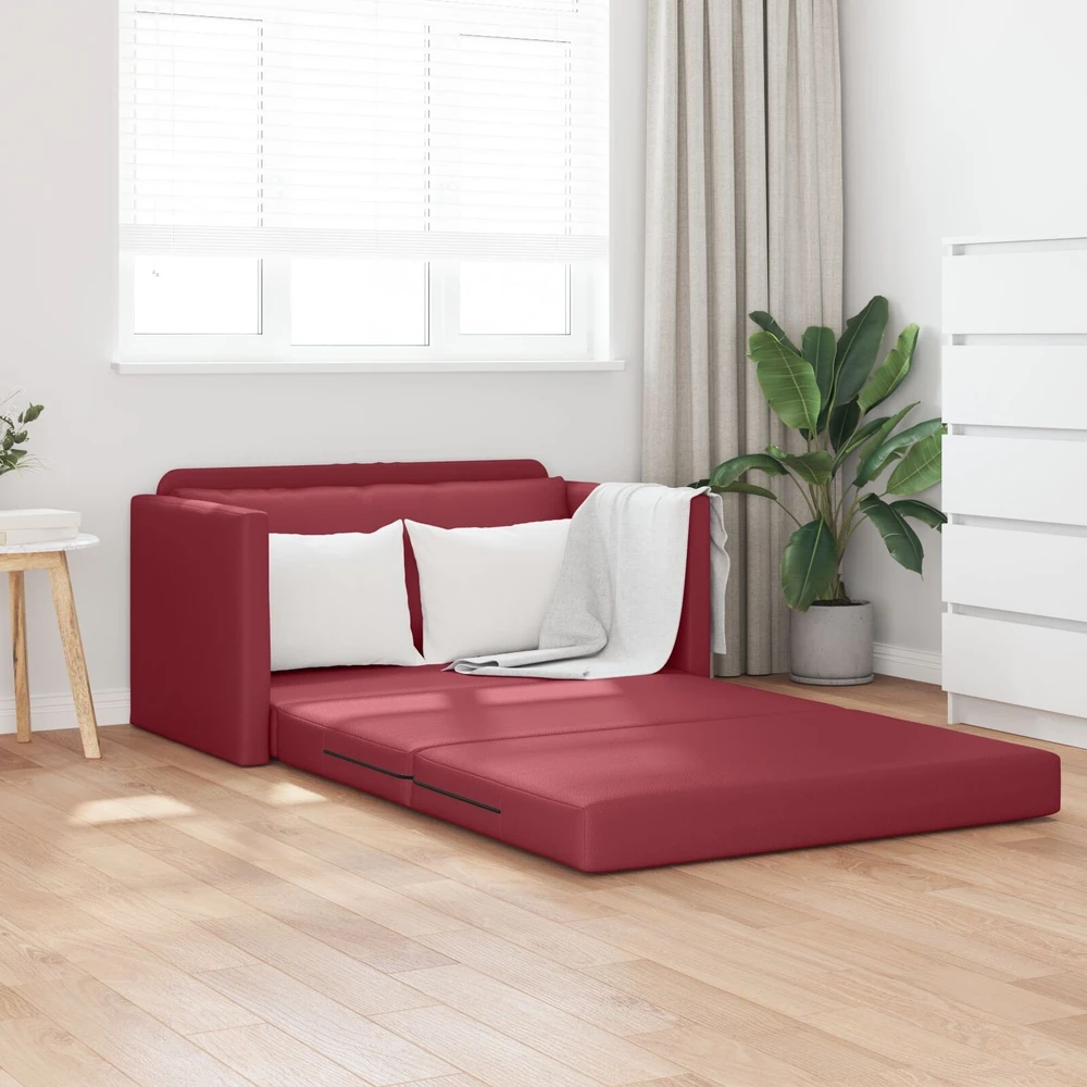 Sofa lova Vyno raudona 124 x 71 x 78 cm Dirbtinė Oda