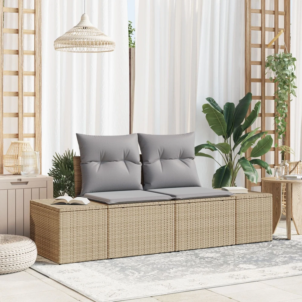 Sodo sofa su pagalve Smėlio 184 x 62 x 69 cm poliratanas