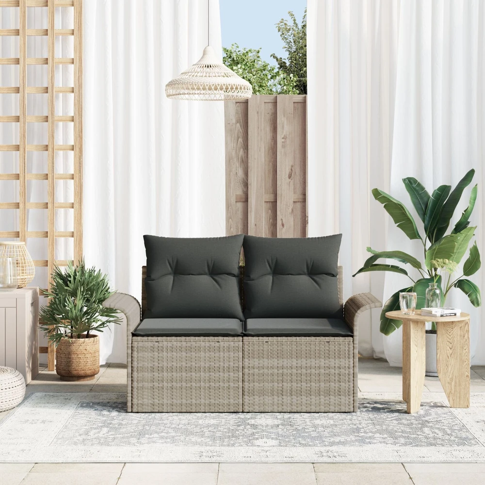 Sodo sofa su pagalve Šviesiai pilka 141 x 62 x 69cm poliratanas