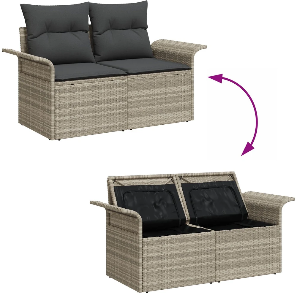 Sodo sofa su pagalve Šviesiai pilka 141 x 62 x 69cm poliratanas