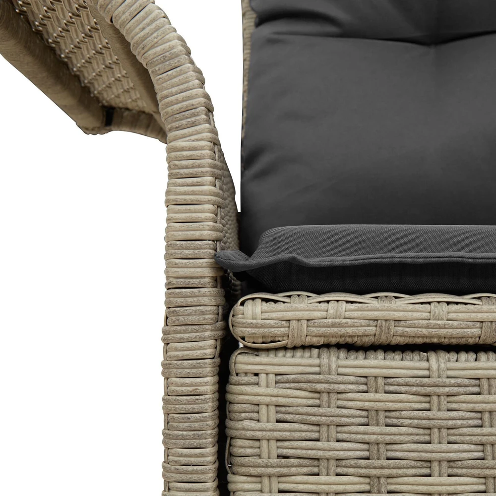 Sodo sofa su pagalve Šviesiai pilka 141 x 62 x 69cm poliratanas