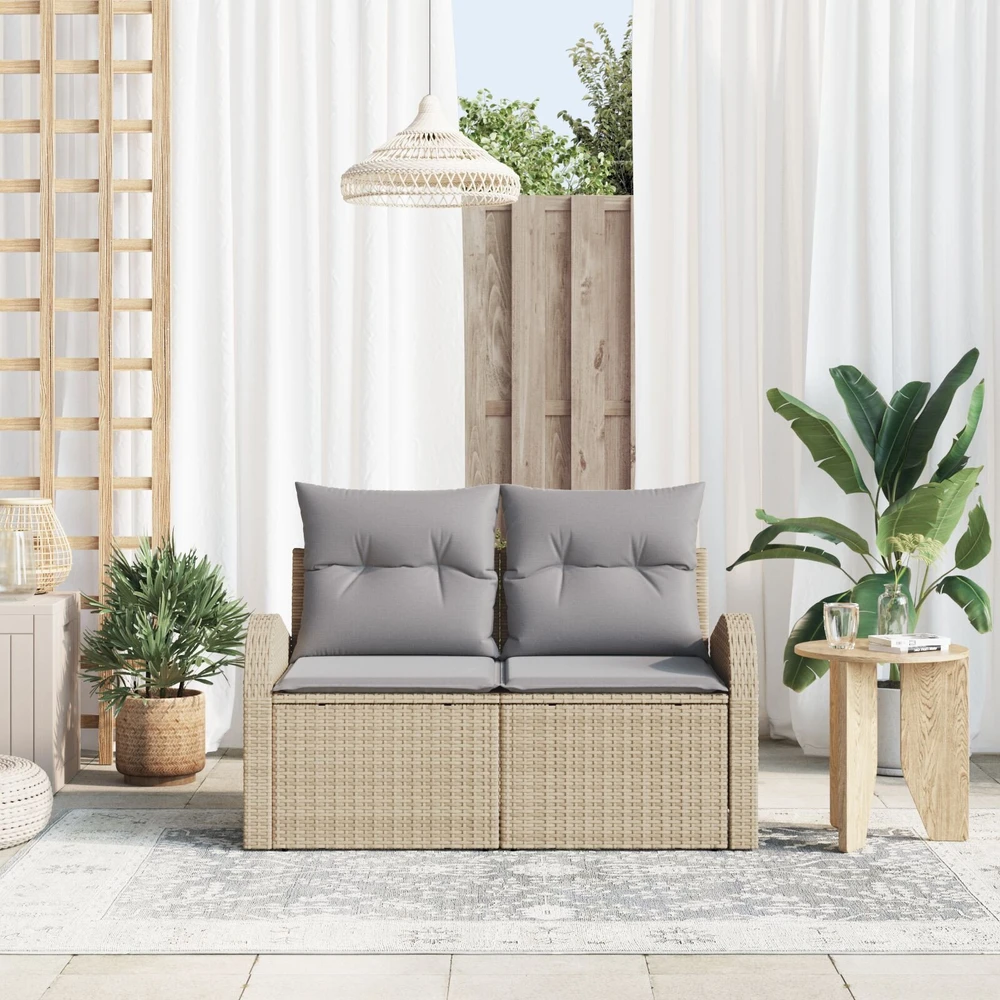 Sodo sofa su pagalve Smėlio 124 x 62 x 69cm poliratanas